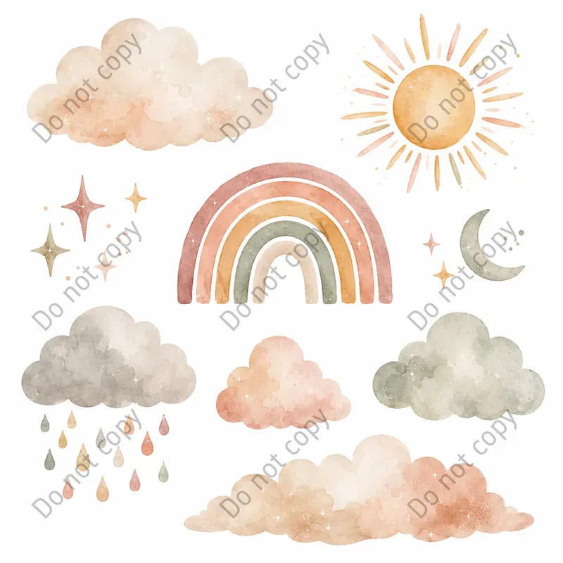 Watercolor Cloud Sky Clipart Sets