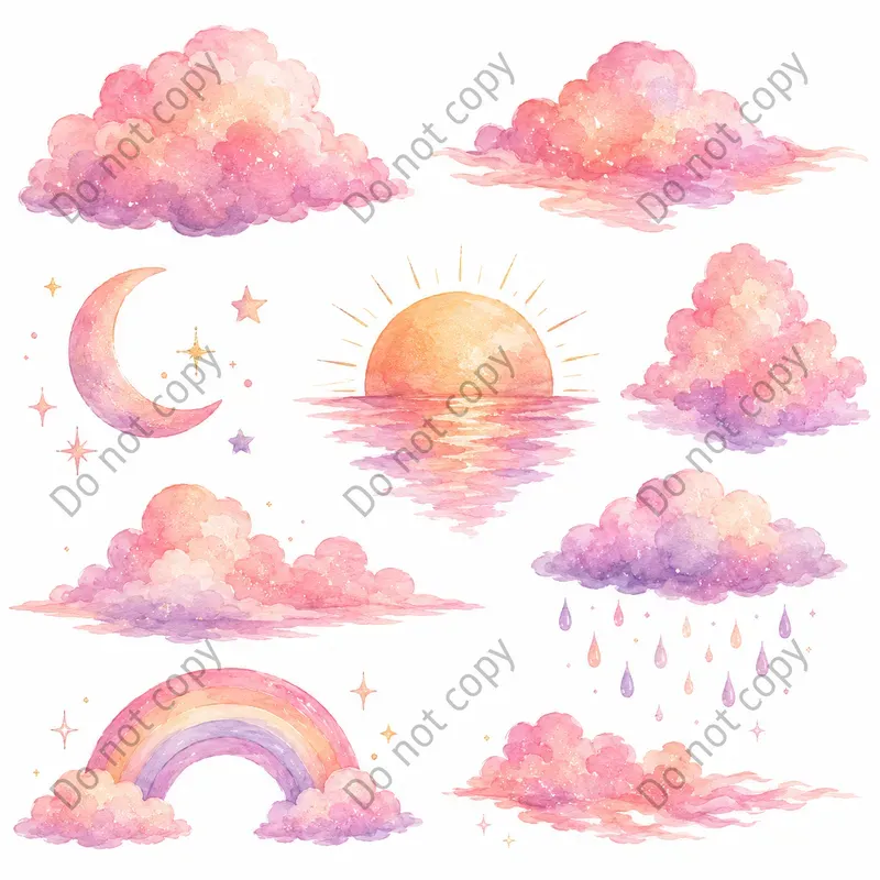 Watercolor Cloud Sky Clipart Sets