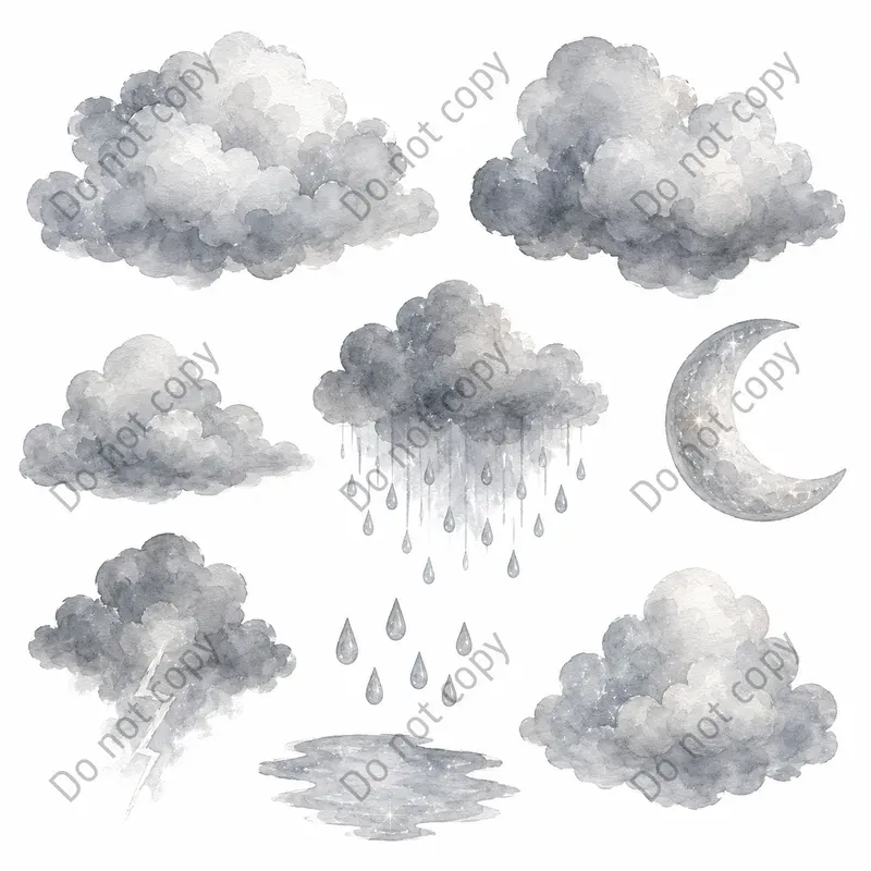 Watercolor Cloud Sky Clipart Sets