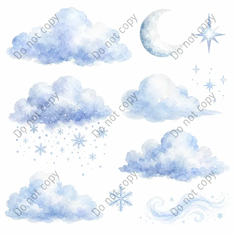 Watercolor Cloud Sky Clipart Sets