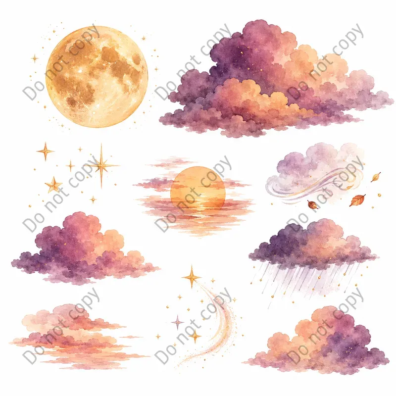 Watercolor Cloud Sky Clipart Sets
