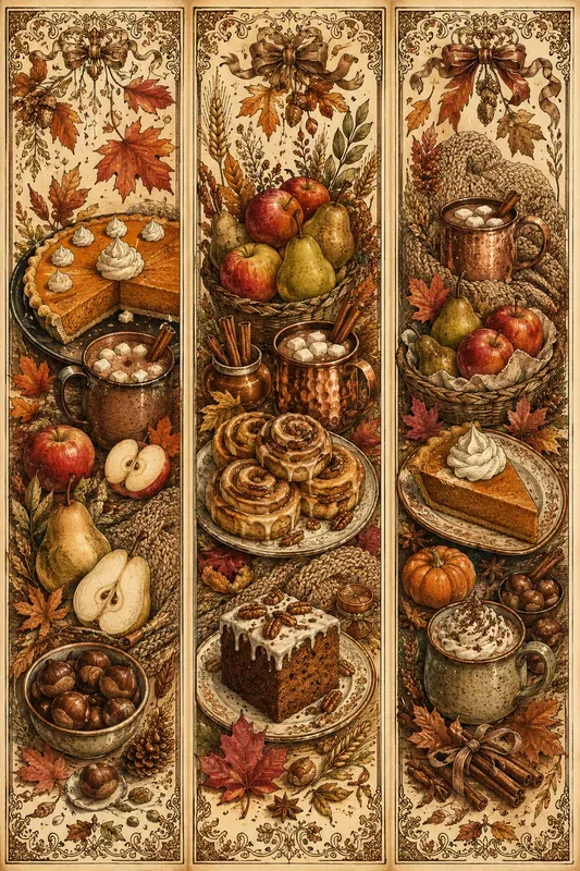 Vintage Food Triptych Art