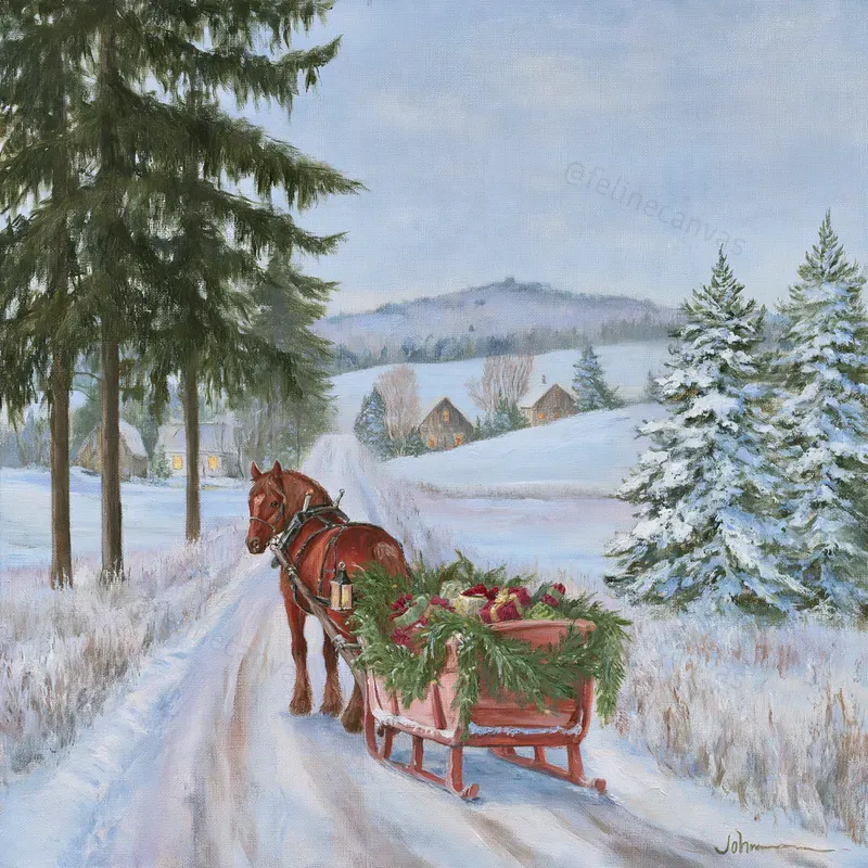 Snowy Christmas Countryside Art