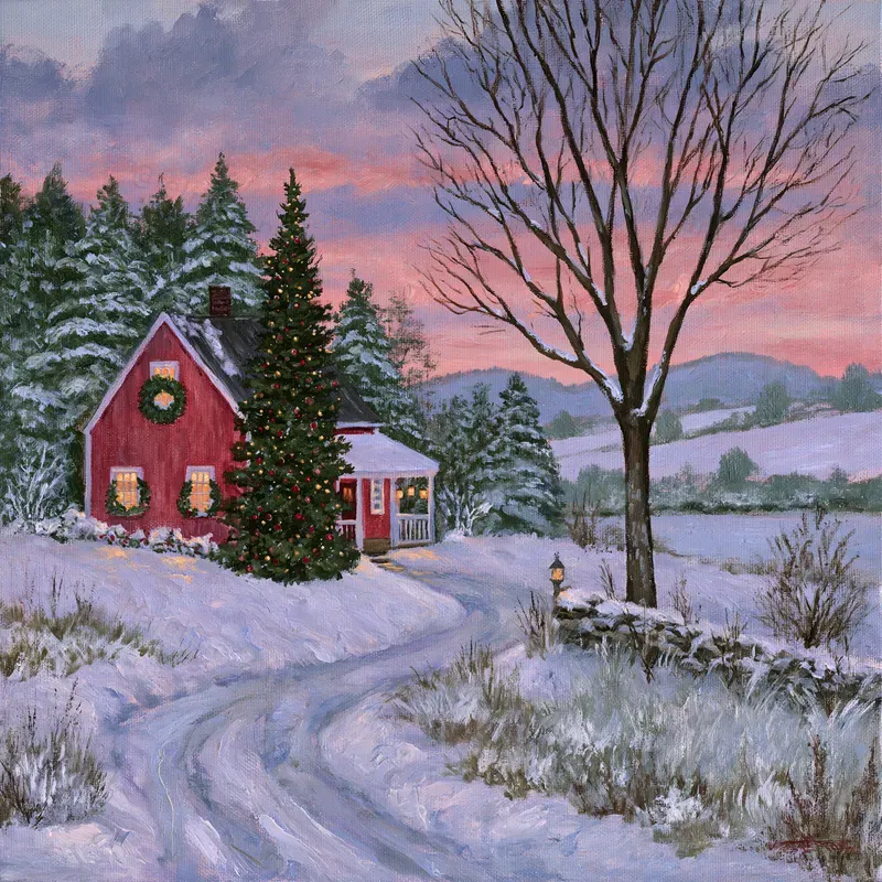 Snowy Christmas Countryside Art