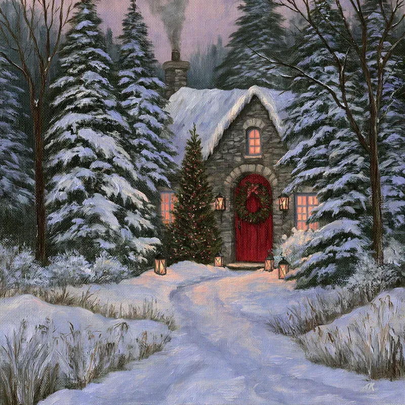 Snowy Christmas Countryside Art