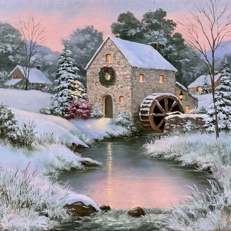 Snowy Christmas Countryside Art