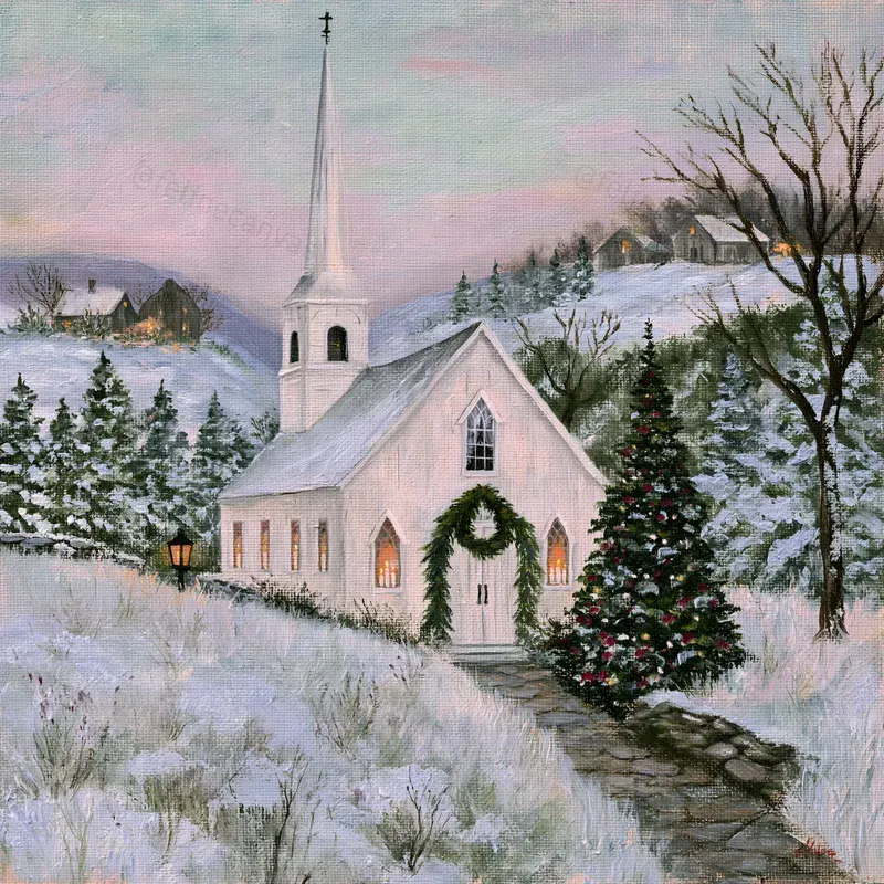 Snowy Christmas Countryside Art