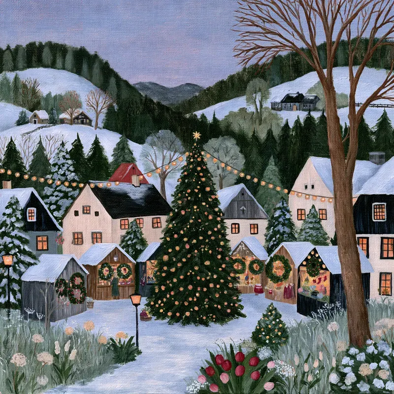 Snowy Christmas Countryside Art