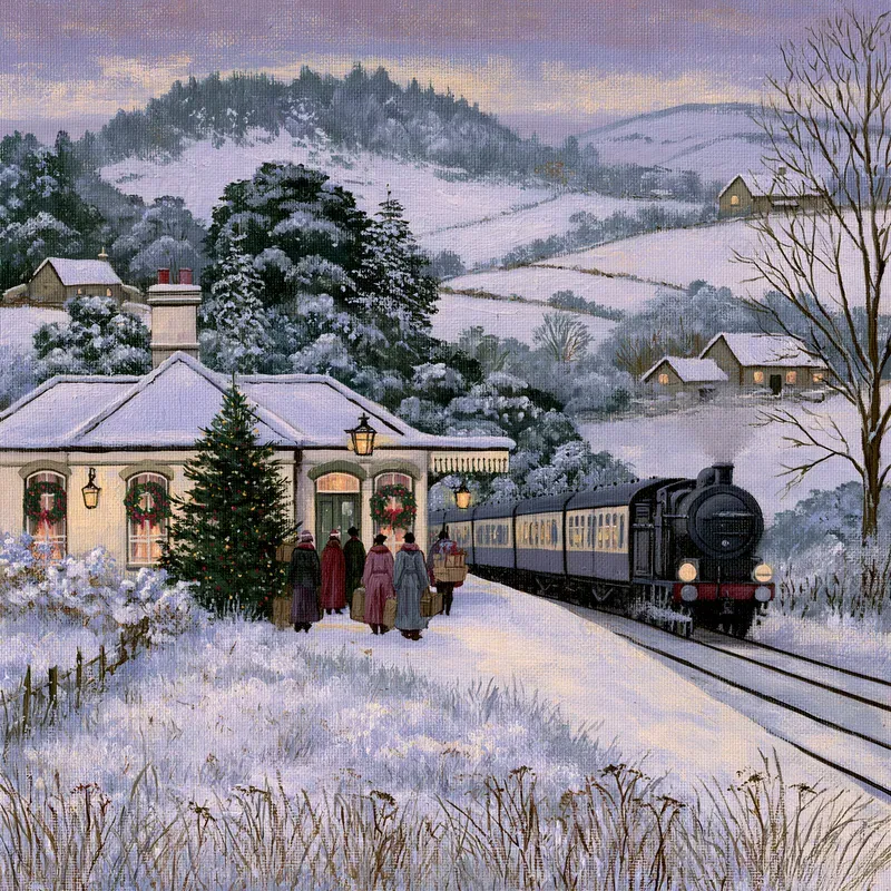 Snowy Christmas Countryside Art