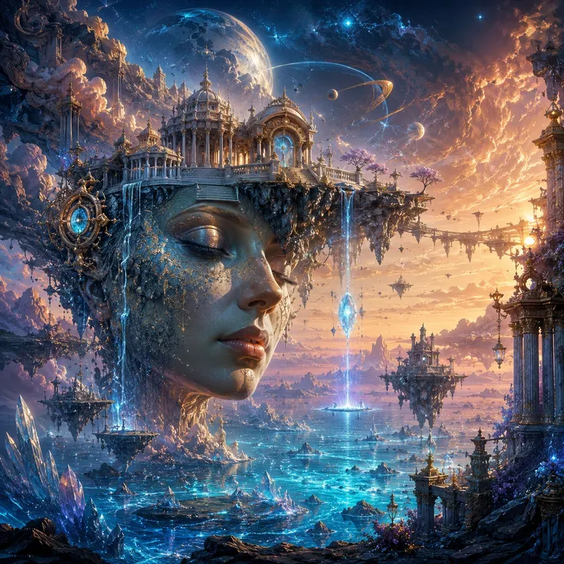 Surreal Cosmic Face Realms