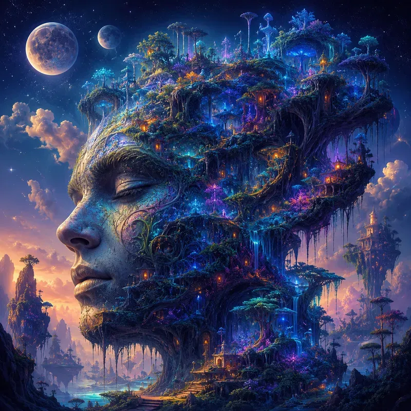 Surreal Cosmic Face Realms