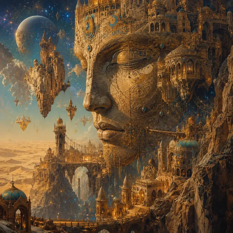 Surreal Cosmic Face Realms