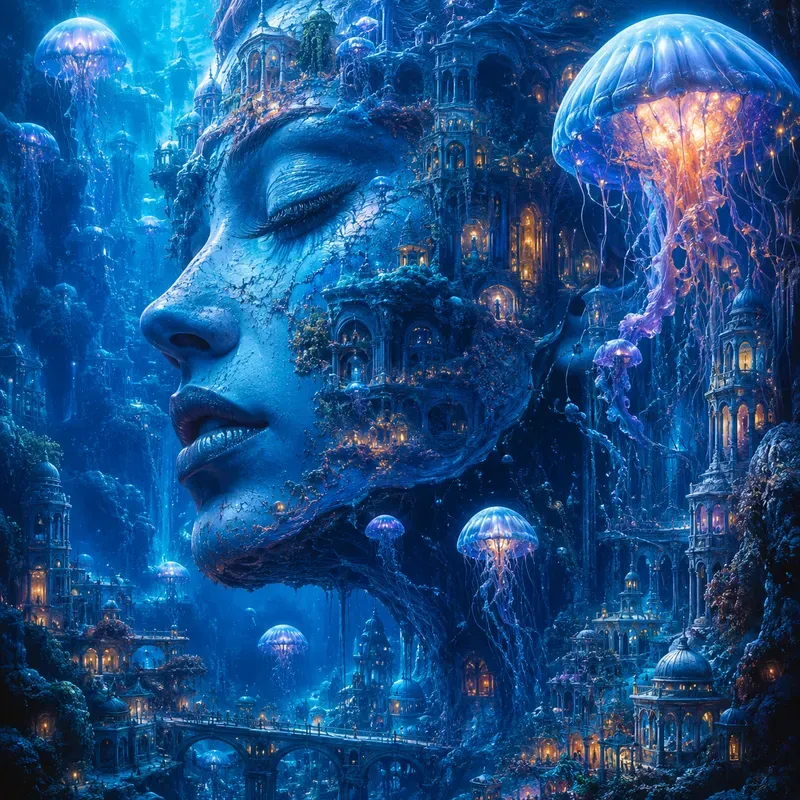 Surreal Cosmic Face Realms