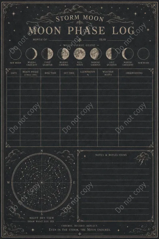 Moon Phase Log Journal Pages