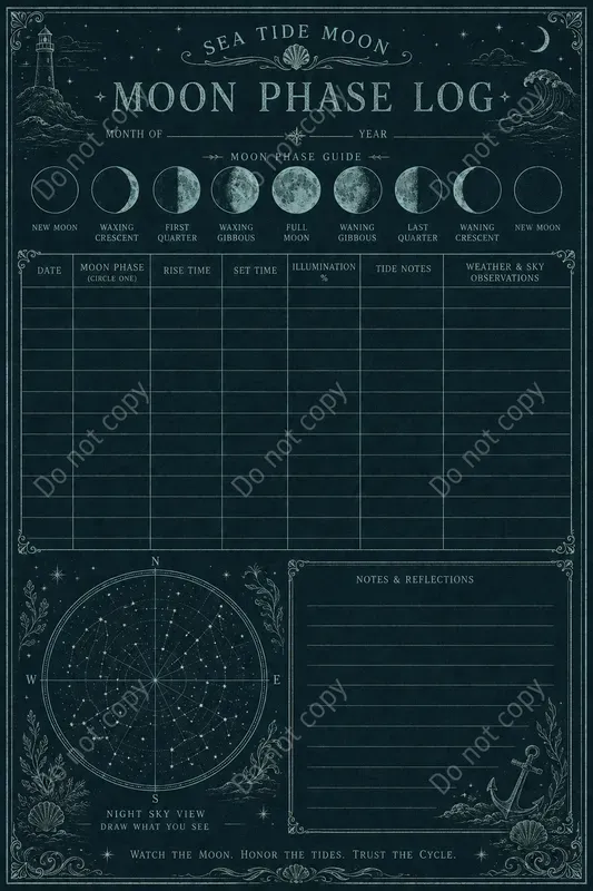Moon Phase Log Journal Pages