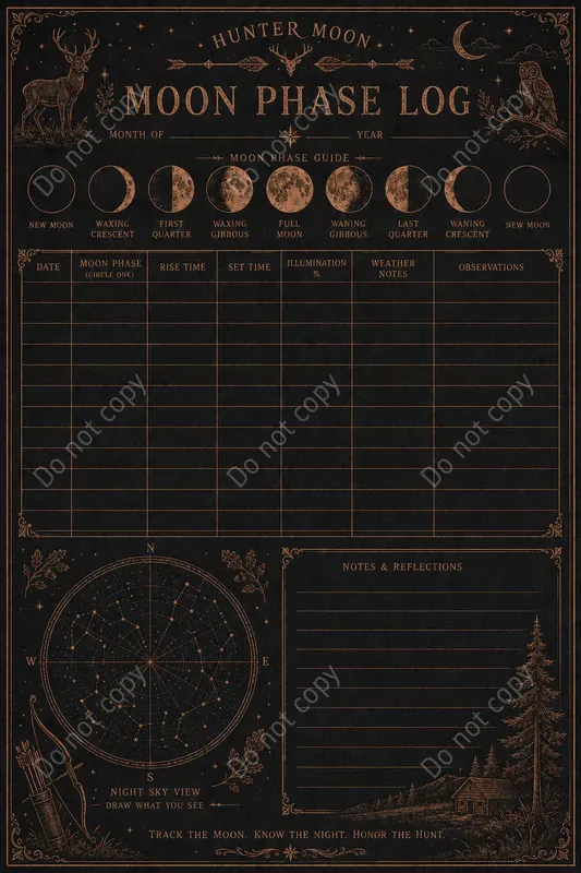 Moon Phase Log Journal Pages