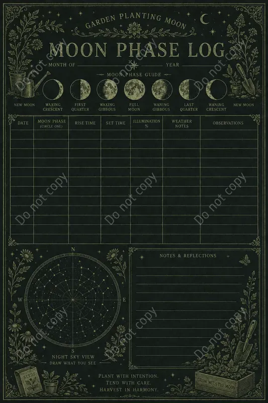 Moon Phase Log Journal Pages