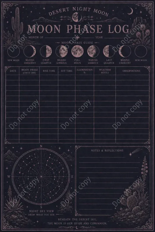 Moon Phase Log Journal Pages