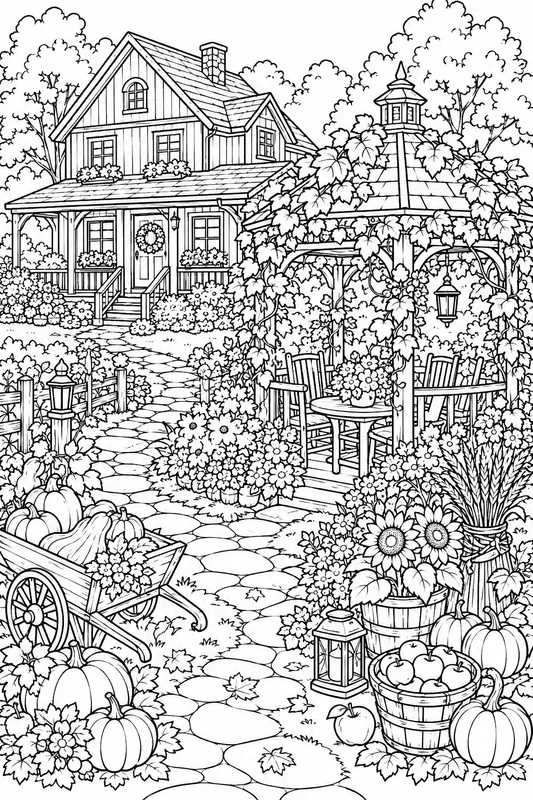Cozy Home Garden Coloring Book Pages