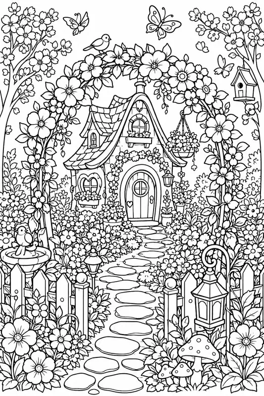 Cozy Home Garden Coloring Book Pages