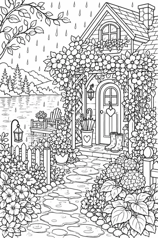 Cozy Home Garden Coloring Book Pages
