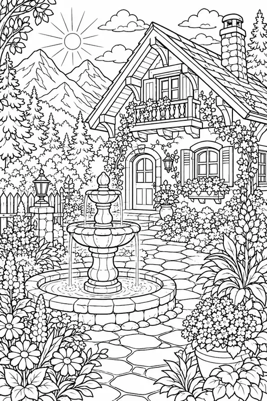 Cozy Home Garden Coloring Book Pages