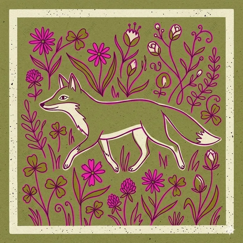 Naive Folk Garden Animal Illustrations