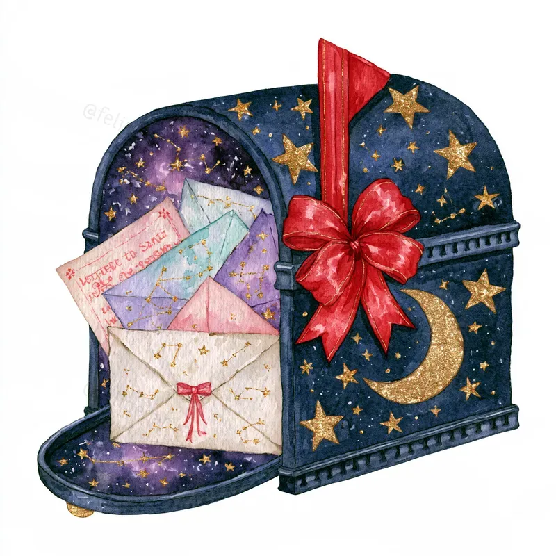 Cosmic Christmas Watercolor Clipart
