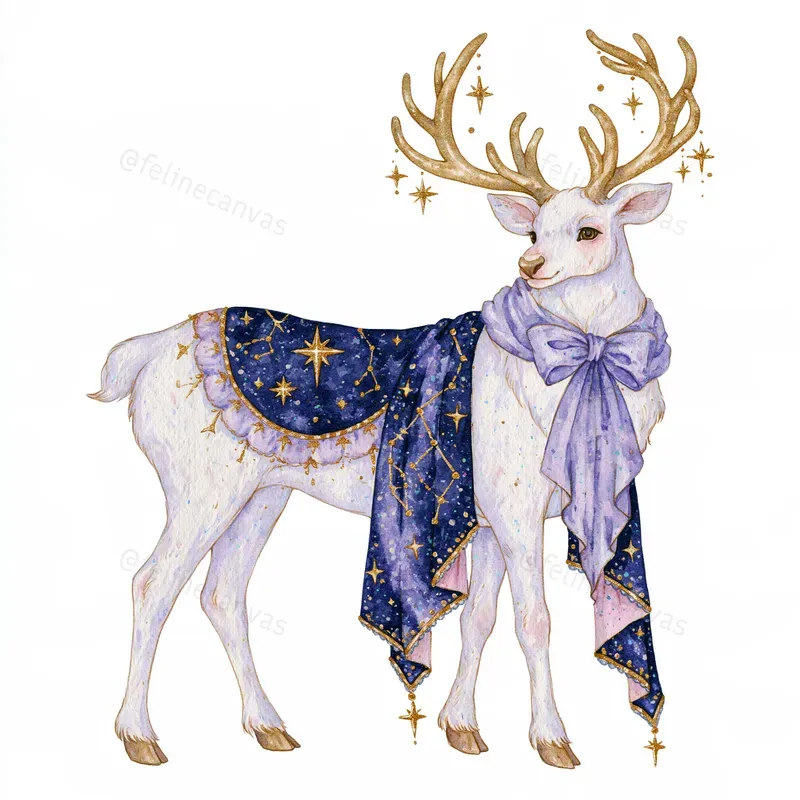 Cosmic Christmas Watercolor Clipart
