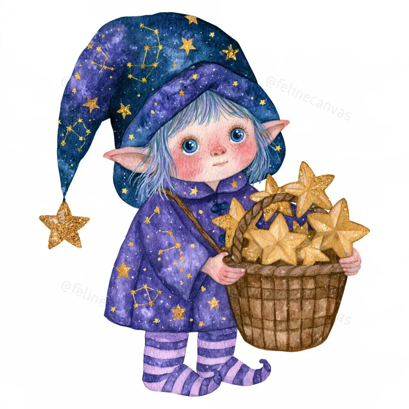 Cosmic Christmas Watercolor Clipart