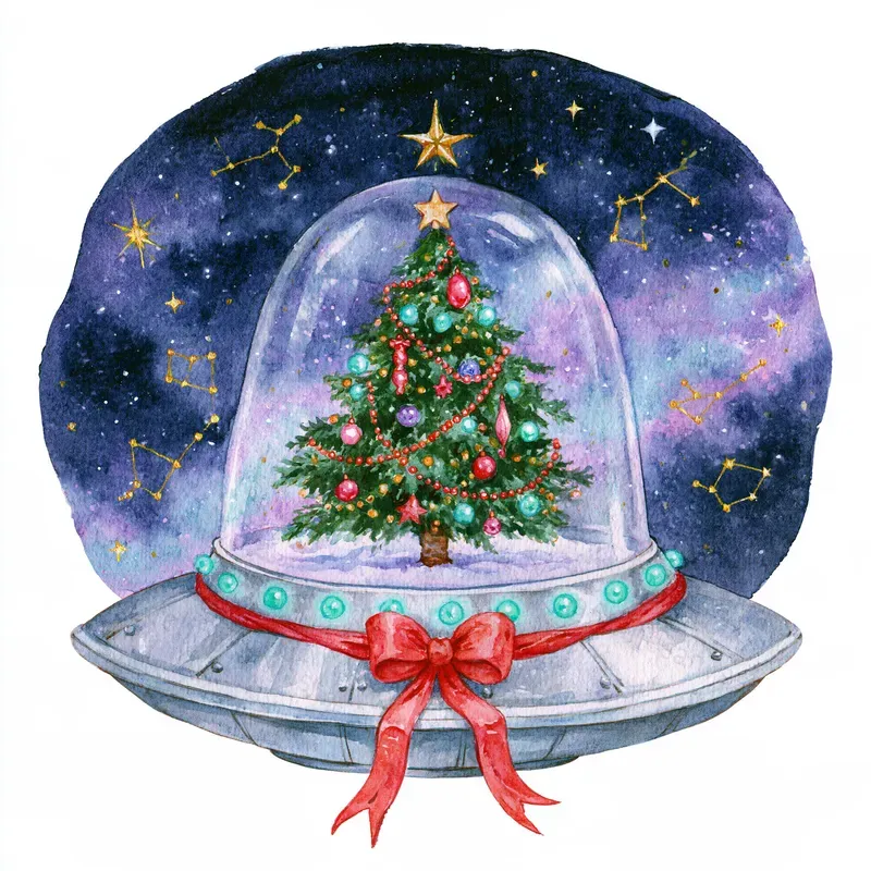 Cosmic Christmas Watercolor Clipart