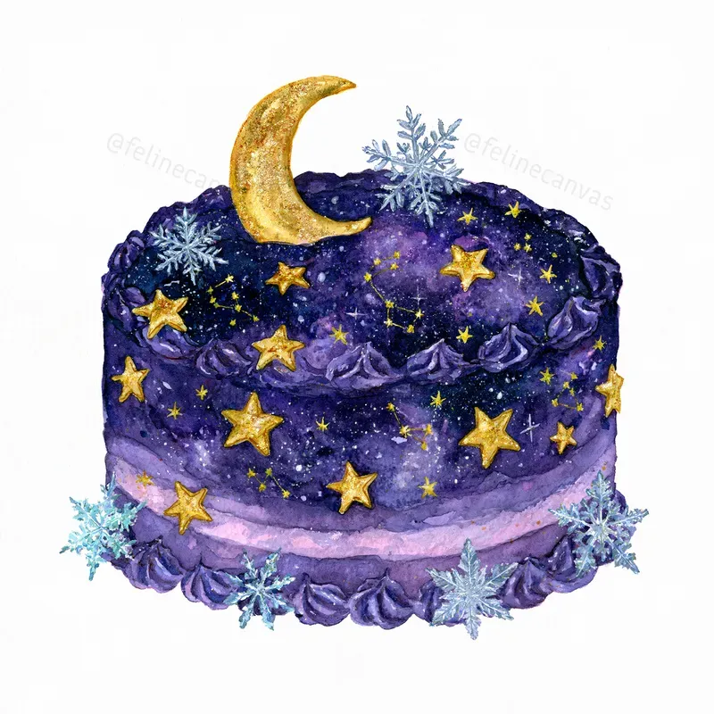 Cosmic Christmas Watercolor Clipart