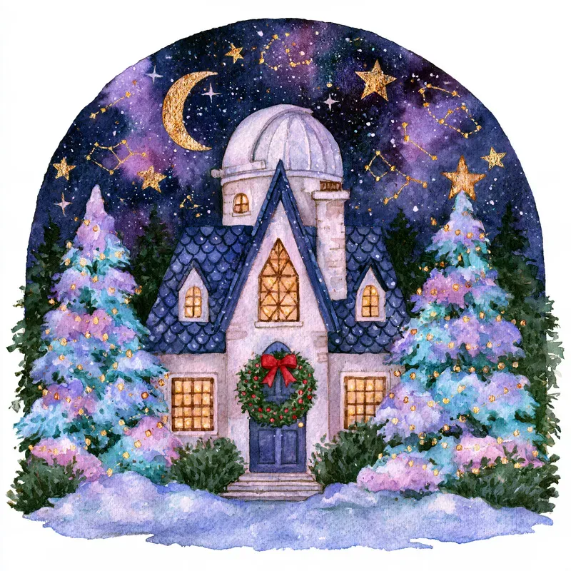 Cosmic Christmas Watercolor Clipart