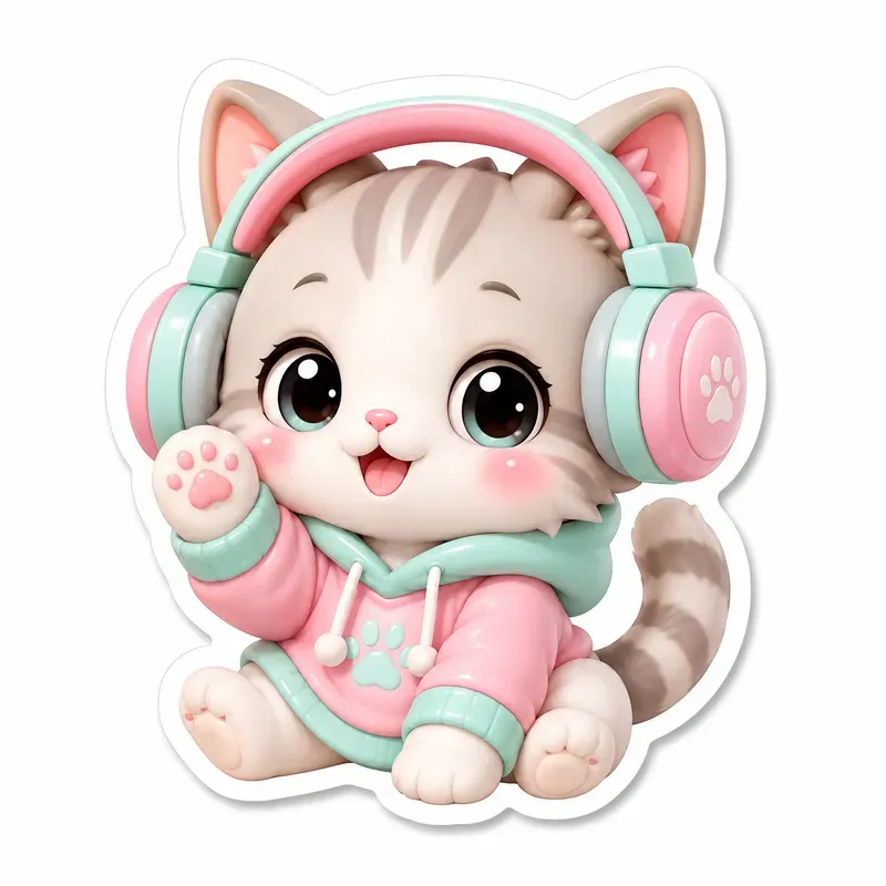 Cute 3D Pastel Stickers