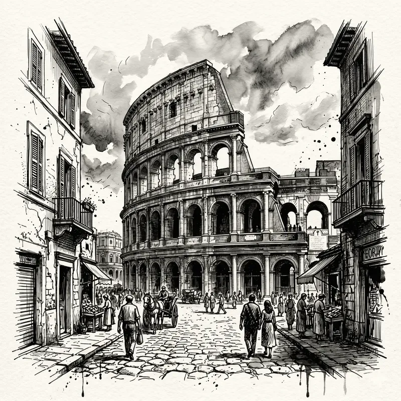 Urban City Ink Sketches