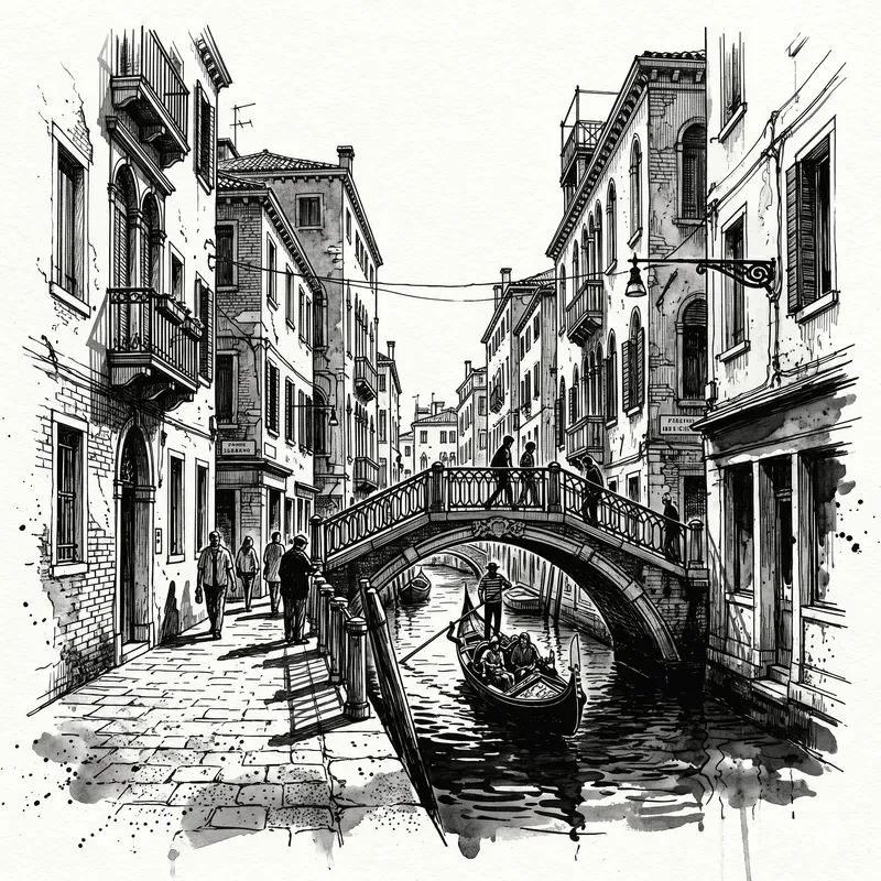 Urban City Ink Sketches