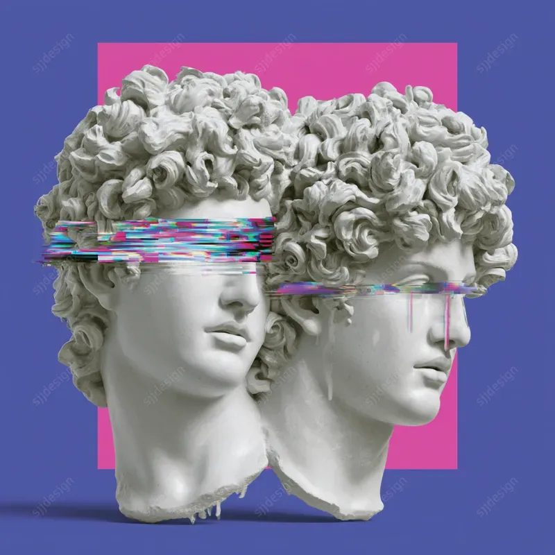 Glitch Greek Statue Art