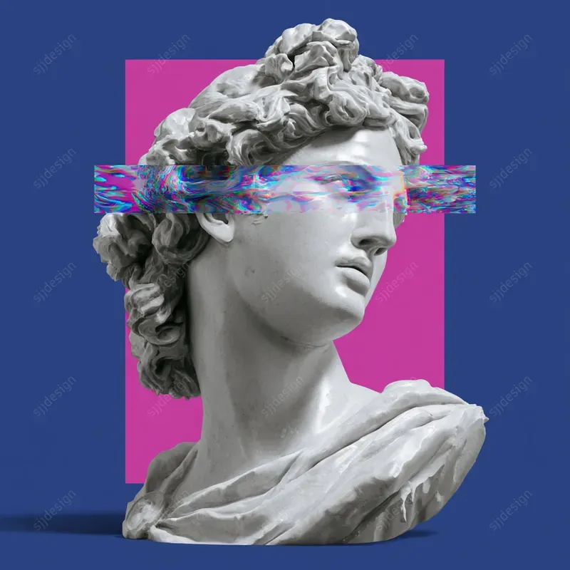 Glitch Greek Statue Art