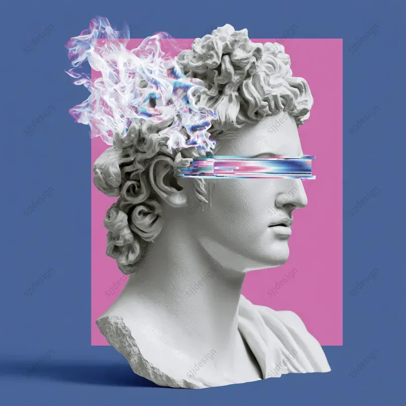 Glitch Greek Statue Art