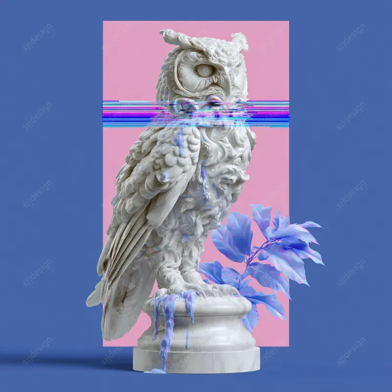 Glitch Greek Statue Art