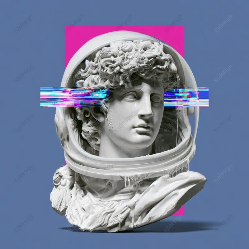 Glitch Greek Statue Art