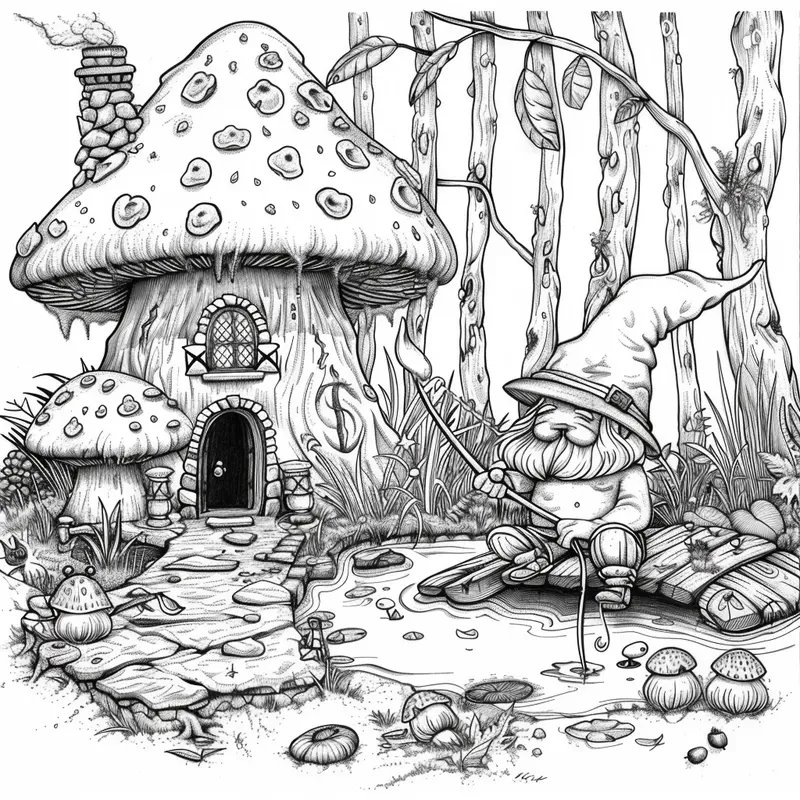 Enchanted Mushroom Village Coloring Books