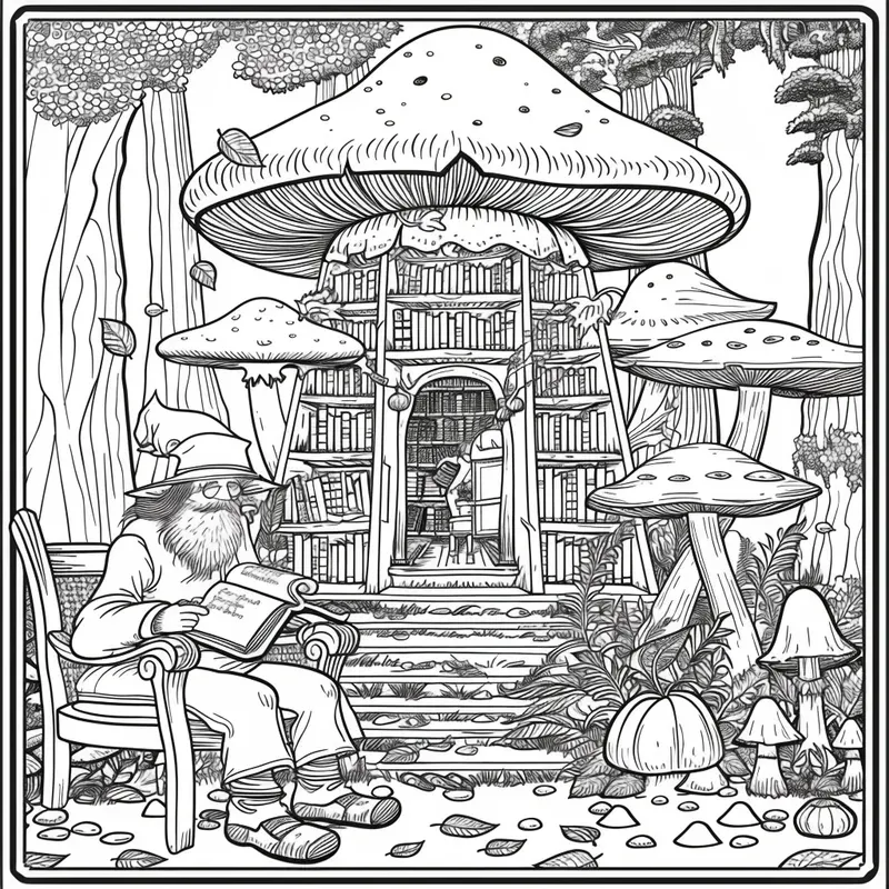 Enchanted Mushroom Village Coloring Books