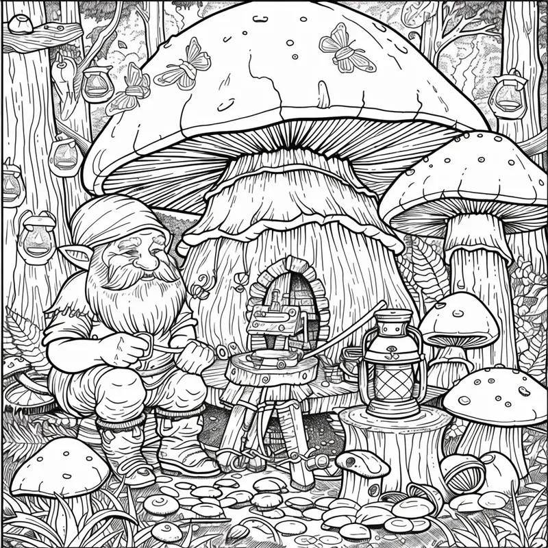 Enchanted Mushroom Village Coloring Books