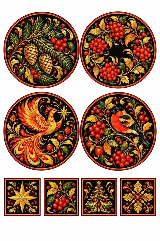 Russian Khokhloma Panel Sheets