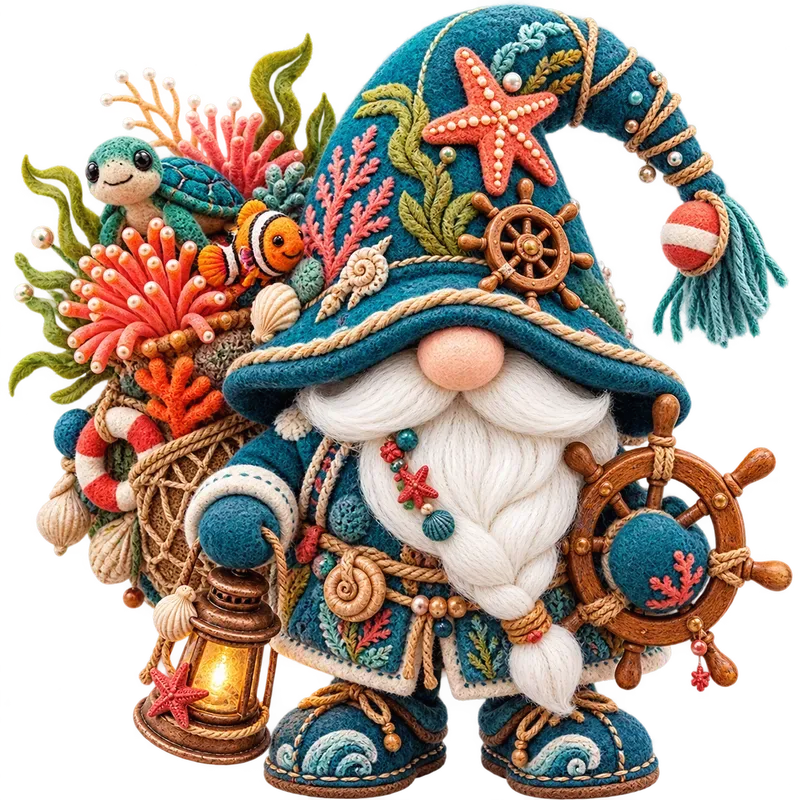 Whimsical Fiber Art Gnome Kids Graphics