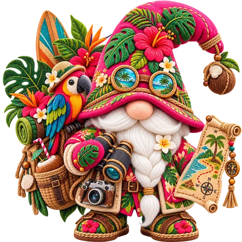 Whimsical Fiber Art Gnome Kids Graphics