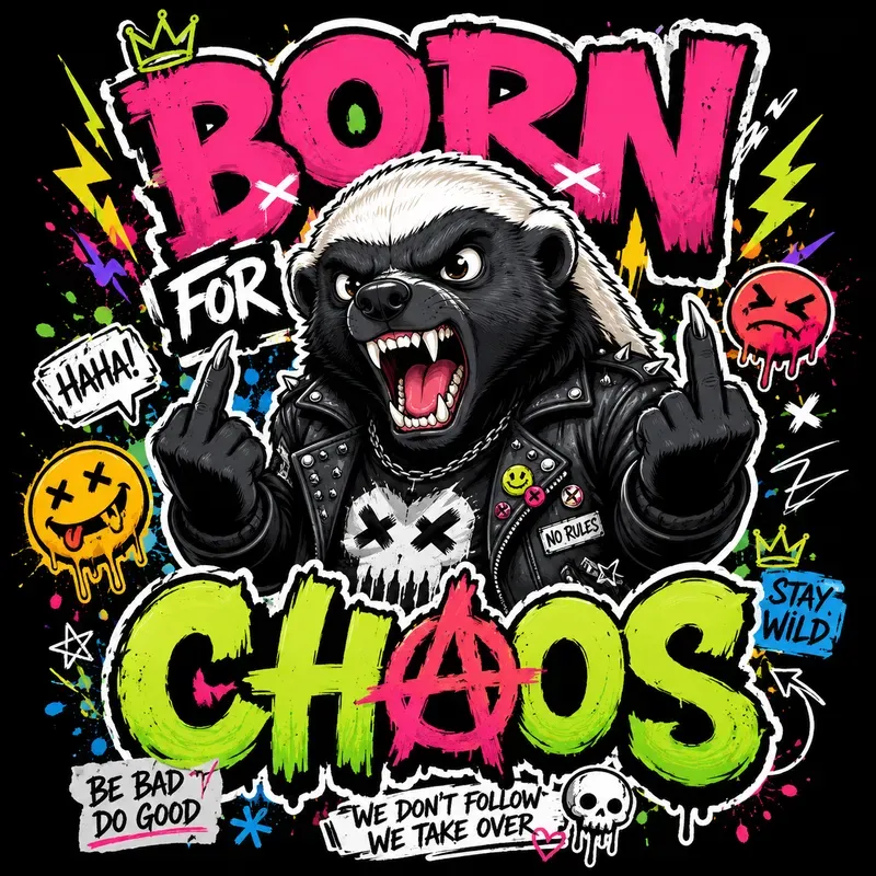 Savage Animal Graffiti Sticker Tshirts