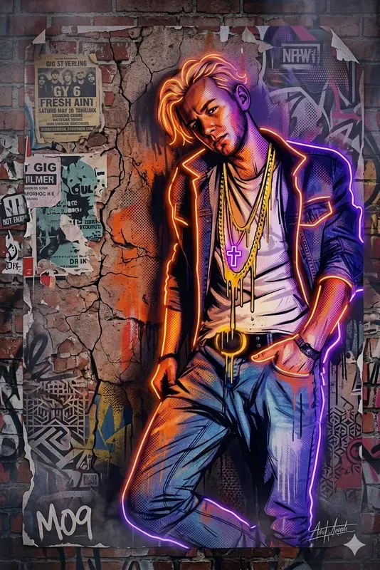 Portrait To Neon Street Art Posters