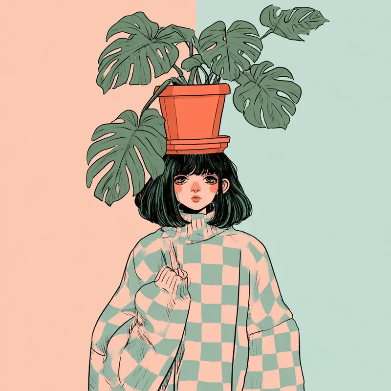 Quirky Pastel Indie Line Art
